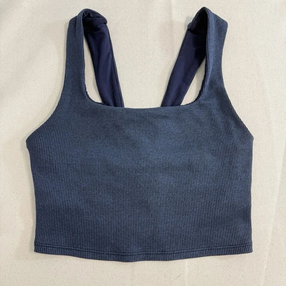 Alo Yoga Ribbed Sports Bra Blue Size XS